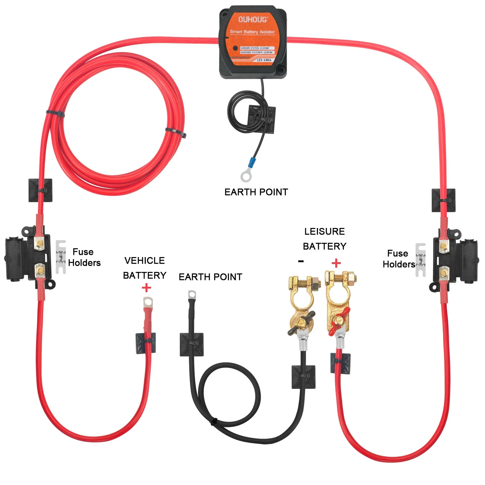 3m Ready Made Split Charge Relay Kit 12v 140 AMP VSR 110Amp Lead T4 T5 Camper UK battery isolator
