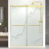 56-60” x 76” Frameless Shower Door, 5/16"Clear SGCC Tempered Glass, Bathroom Dual Sliding Shower Doors, Brushed Gold Shower Door 1