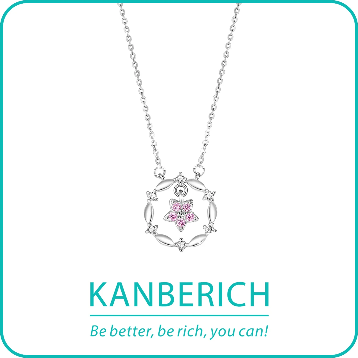 

Kanberich S925 Real Sterling Silver Cubic Zirconia Guardian Star Pendant Clavicle Chain Necklace