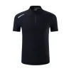 Summer Breathable Short Sleeve Zipper collar Men Running Fitness Tshirt elastic Quick Dry Sports Bodybuilding Training Shirts 2