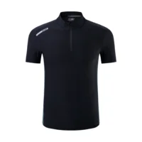 Summer Breathable Short Sleeve Zipper collar Men Running Fitness Tshirt elastic Quick Dry Sports Bodybuilding Training Shirts 2