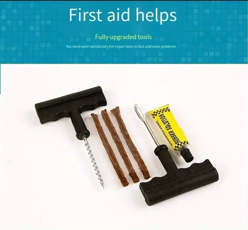 Contenu et outils du kit de réparation pour pneus