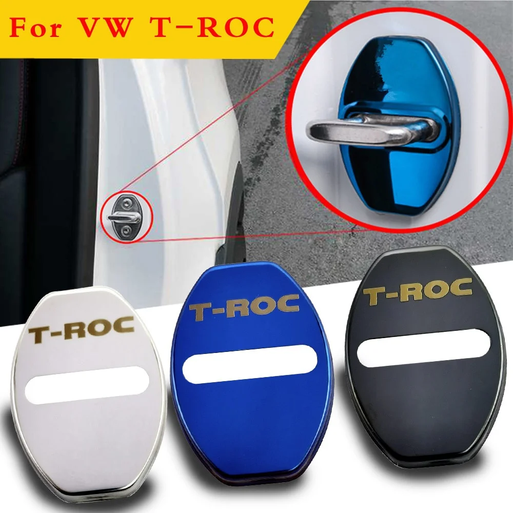 4Pcs Car Door Lock Car Sticker Cover Protect Buckle Cover Accessori Per Auto Interni Per Volkswagen T Roc R Vw T-Roc R
