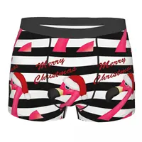 Pink Flamingo Christmas Men Boxer Briefs Highly Breathable Underwear High Quality Print Shorts Birthday Gifts 1