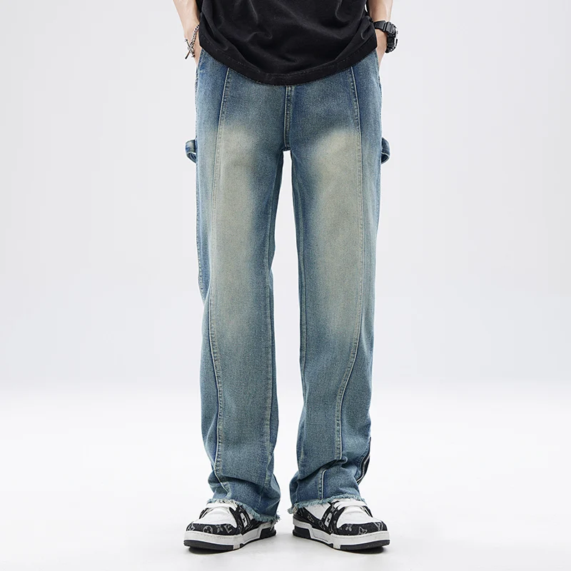 Men's Casual Jeans, Leg Zippered Jeans, Men's Narrow Version Micro La  Casual Fashion Brand Straight Leg Pants, Men's Clothing