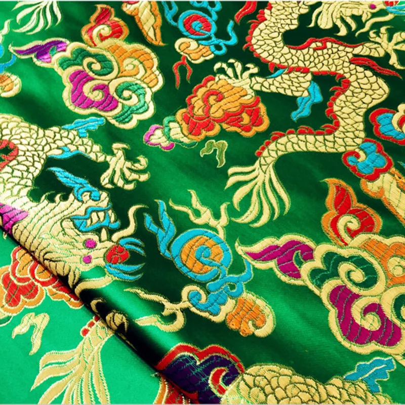 Rétro Satin Faux Soie Tissu Brocart Jacquard Chinois Dragon Tang Suit Qipao
