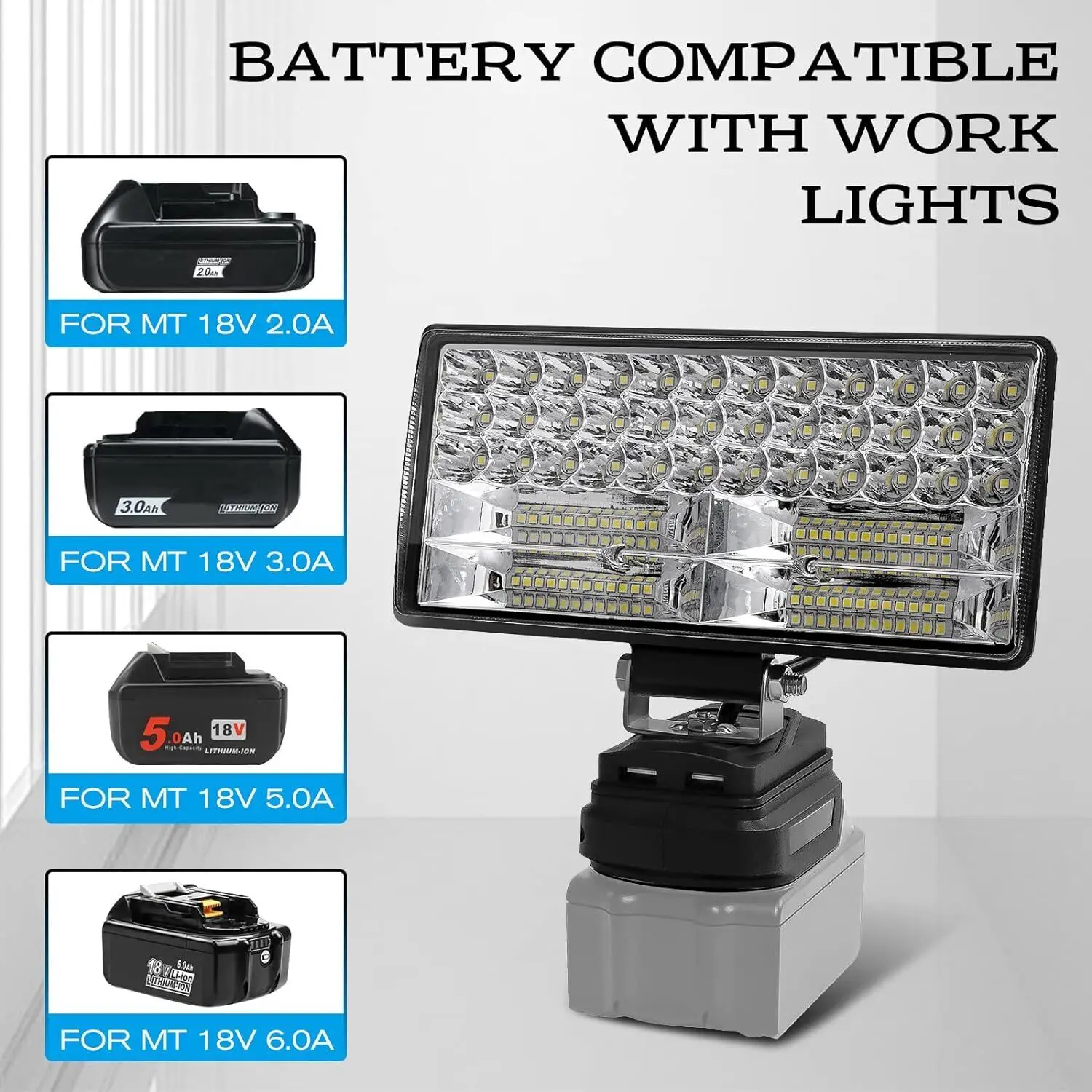 LED Work Lights Flashlight Electric Torch Spotlight Car Lamp for Makita 18V Li-ion Battery Adapter BL1815 BL1830 USB Power Bank led flashlight led work light work light