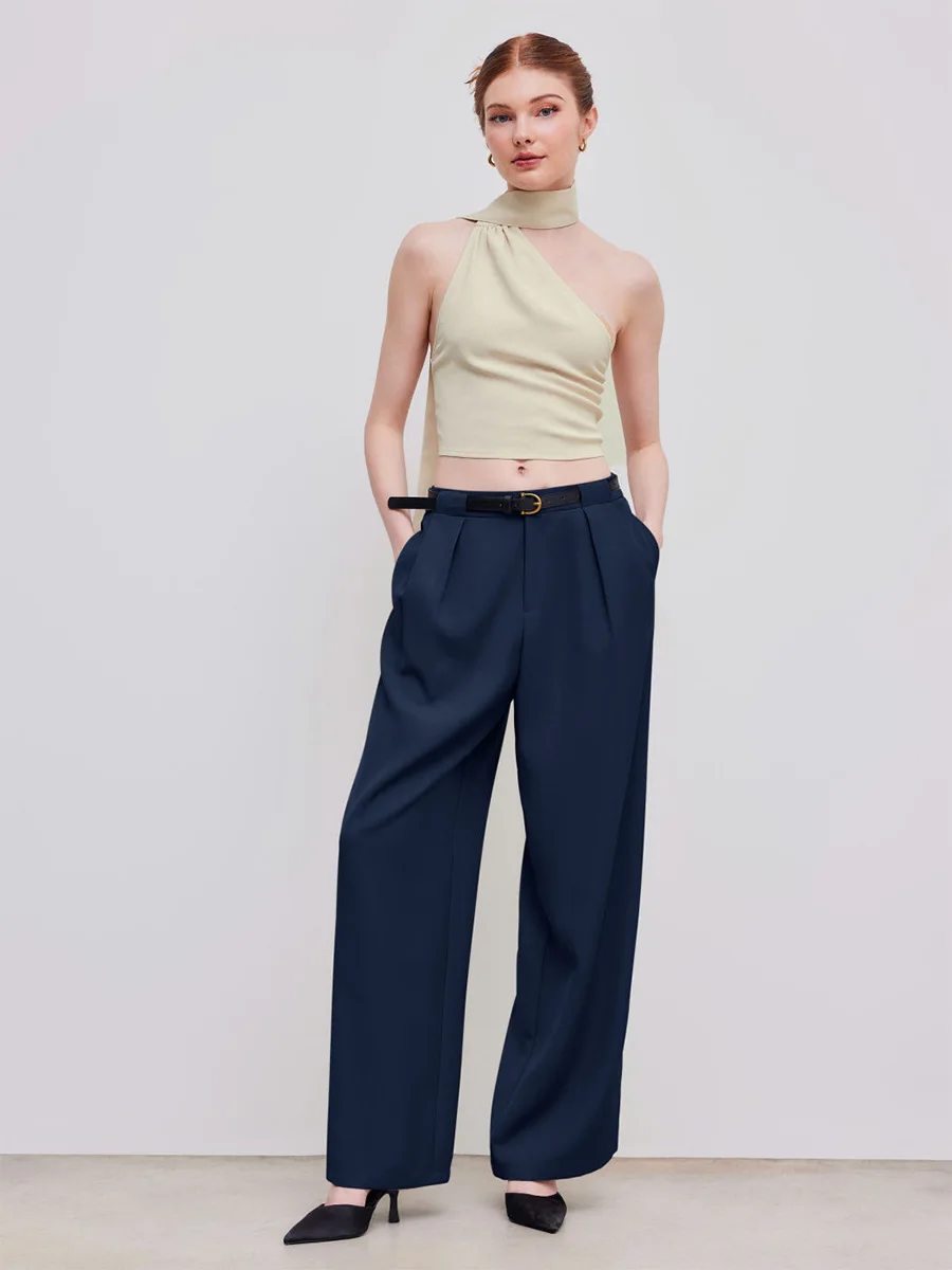 Bornladies New Autumn Winter Loose Low Waist Pants Women's Straight Leg Suit Wide Leg Elegant Commuting Trousers