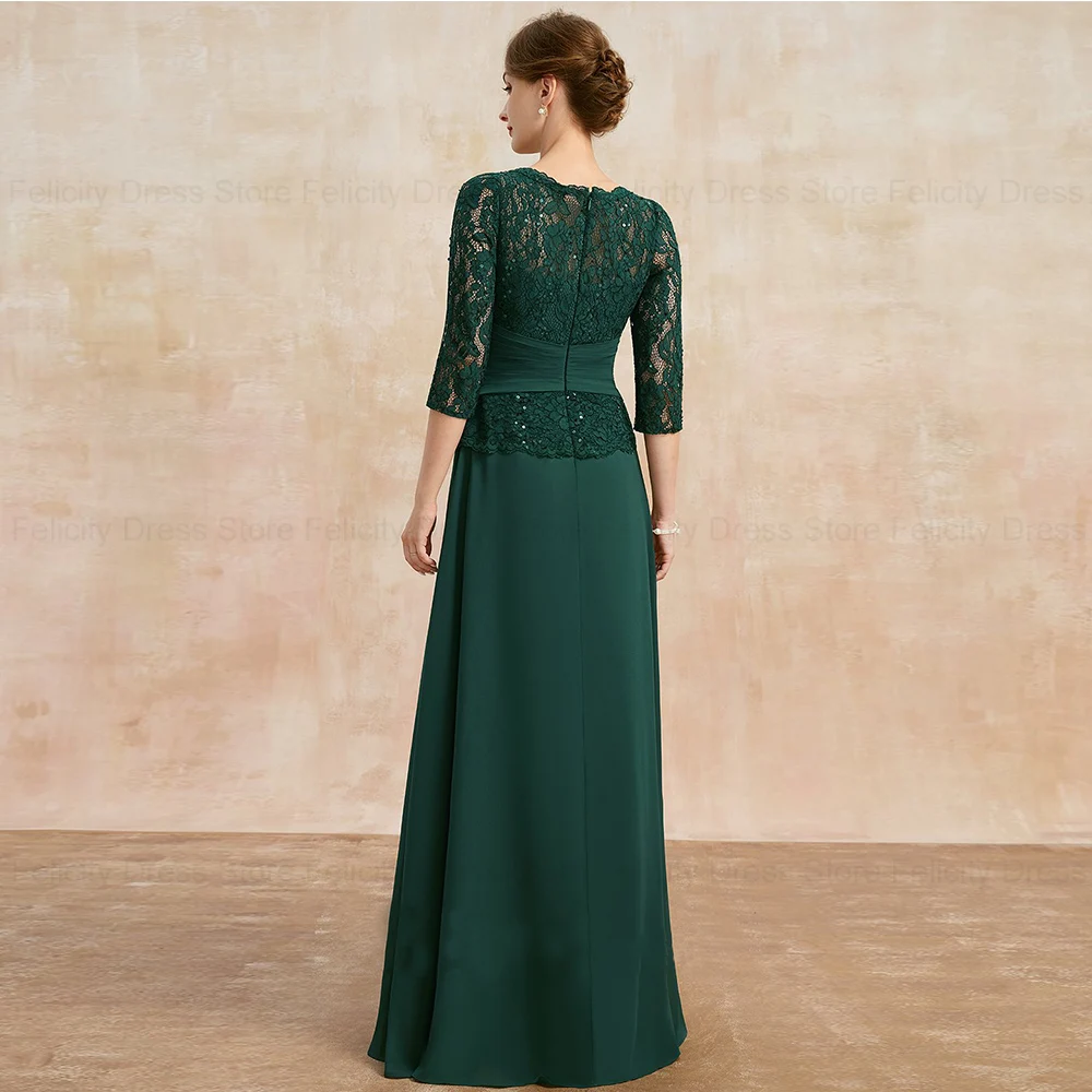 FELICITY Gorgeous Mother of the Bride Dresses A-line Scoop Wedding Party Dresses Chiffon Lace Sequins Formal Occasion Gowns