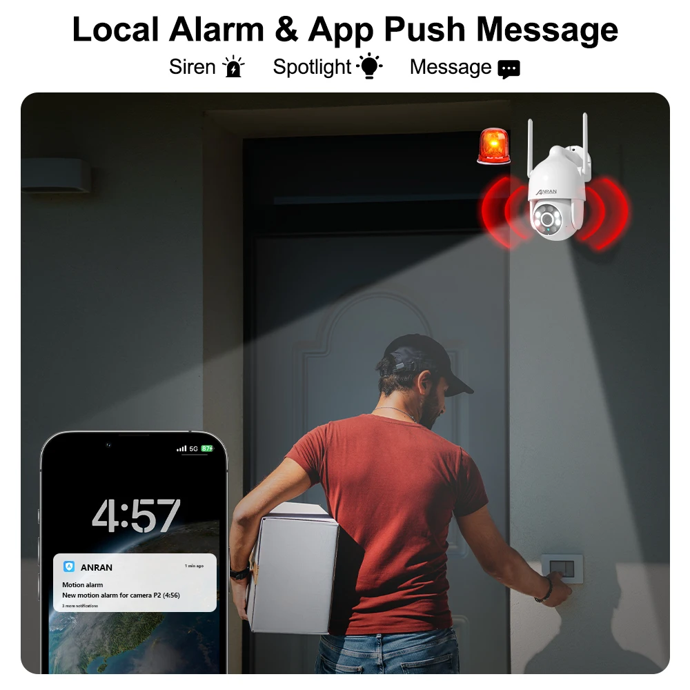 【新品】ANRAN ホームセキュリティシステム HDカメラキット 5MP Wifi PTZ Security Camera Kit | Easy Setup & Remote