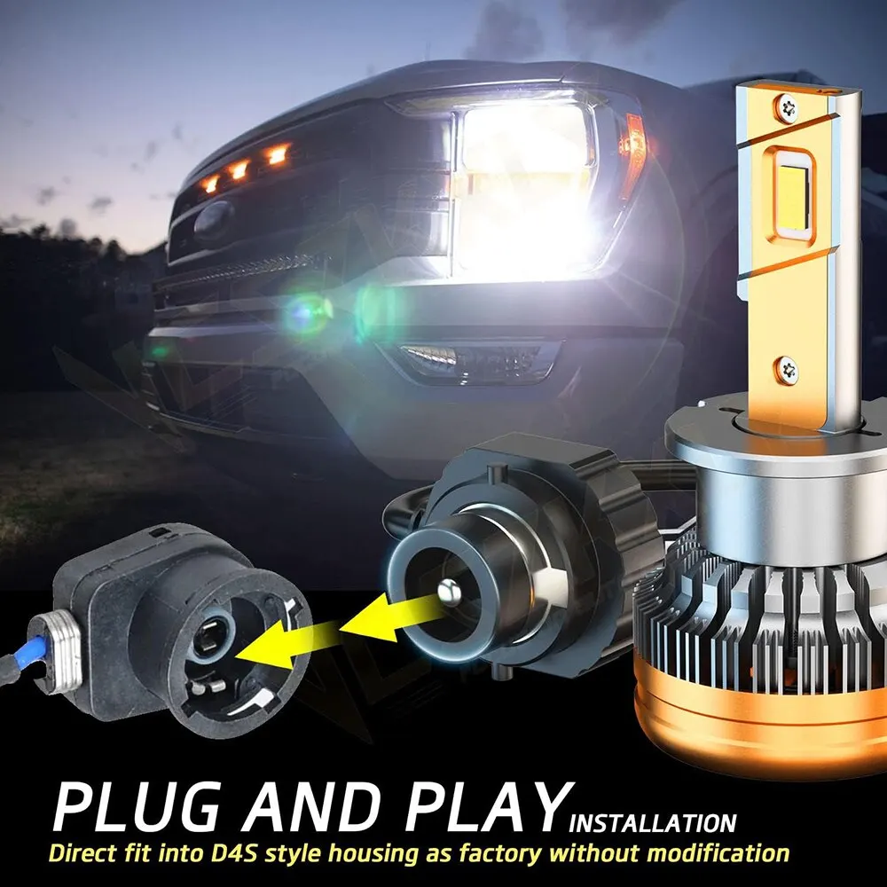 Roadsun D1S LED Headlight Bulbs 6000K Cool White 500% Brighter D4S D3S D2S LED Bulb Error Free Xenon Headlights Replacement led car lights,led lights,led bulbs,led headlights,led car headlights,car headlamps,hid headlight bulbs
