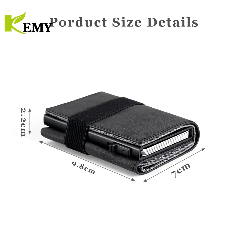 Genuine Leather Card Holder ID Credit Card Case Wen Wallet Elastic Band Coin Purse RFID Protection Cardholder Case Clip