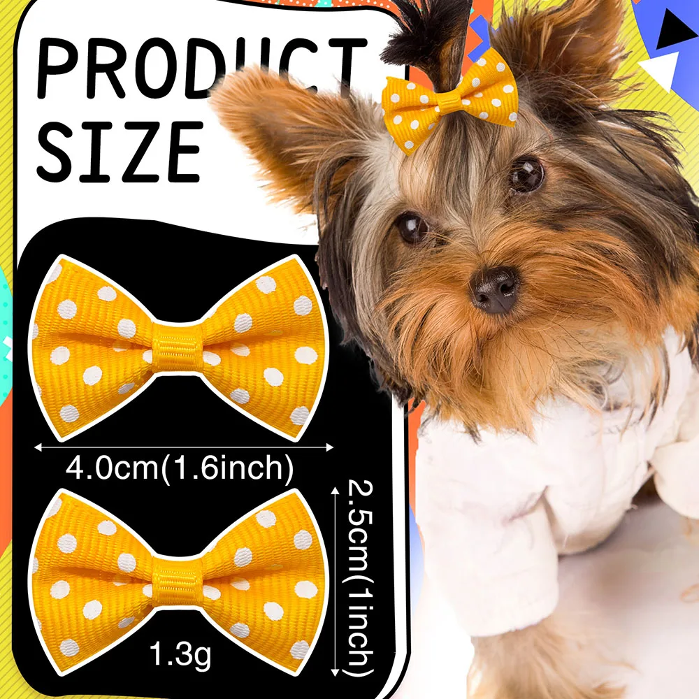 40Pcs Bulk Dog Bows Hair Accessories Pets Grooming Hair Clips Dot Dog Cat Bows Hairpin Girls Barrette for Small Dogs Supplies 3