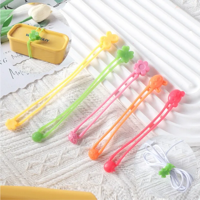 

5Pc Multi-Purpose Silicone Rubber Strap Wrap Band Bento Box Elastic Band Lunch Box Home Storage Tool Data cable storage