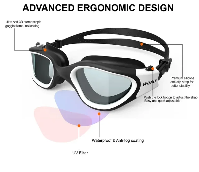 Adult Anti-Fog UV Protection Lens Men Women Swimming Goggles Waterproof Adjustable Silicone Clear Lens Swim Glasses Adults 2
