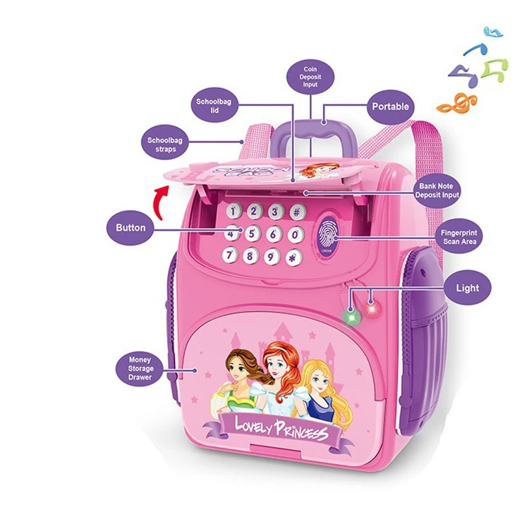 disney-girls'-fingerprint-piggy-bank-princesa-elsa-caixa-de-senha-storage-box-criatividade-brinquedo-presente-meninas