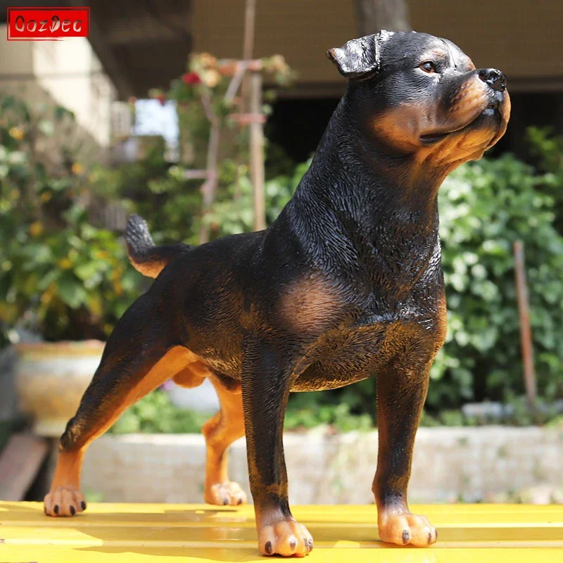 ミニチュアロットワイラー犬の置物ケーキの装飾、頑丈な