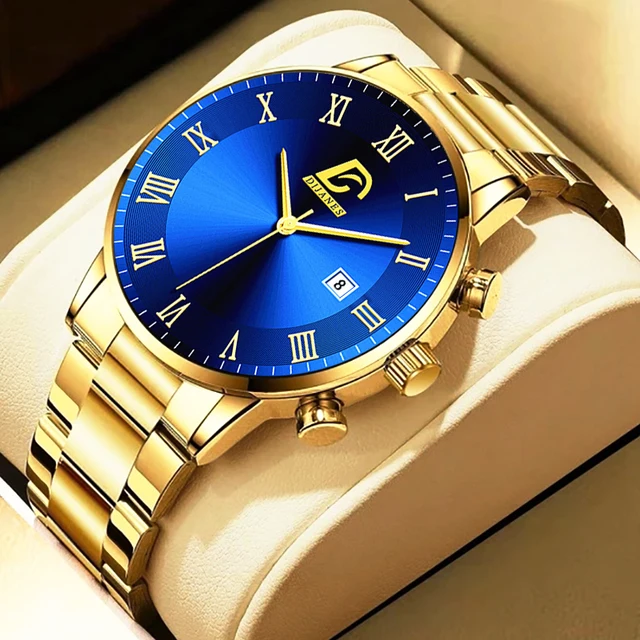 2022 Fashion Mens Gold Stainless Steel Watches Luxury Minimalist Quartz Wrist Watch Men Business Casual Watch relogio masculino 1