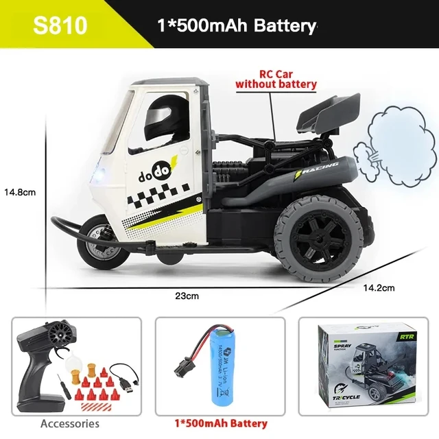 1:16 RC Remote Control Three Wheel Beep Car Simulation LED Light High Speed Drift Emulation Motorcycles Toys Gift for Kid 3+ 3