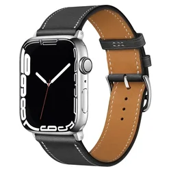 Premium Leather Watch Strap - Elegant Loop Bracelet for 41mm 40mm 38mm (30 black and white)