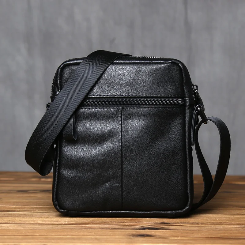 NZPJ Genuine Leather Men's Shoulder Bag, Fashionable Top Layer Cowhide Crossbody Bag, Trendy Vertical Men's Bag Mobile Phone Bag