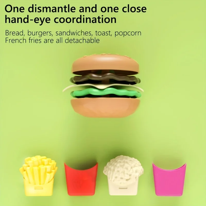 1 Set Detachable Snack Hamburger Plastic Pretend Toy Play House Food Sets for Kids Kitchen Toy Birthday Gift