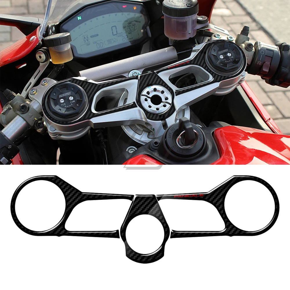 Motorcycle carbon look Decal Pad Triple Tree Top Clamp Upper Front End Sticker For Ducati 1199 Panigale S 2012-2014 1299 15-2018 9 inch fascia fit for volkswagen vw sharan 2012 2018 panel dash mounting installation trim kit frame bezel