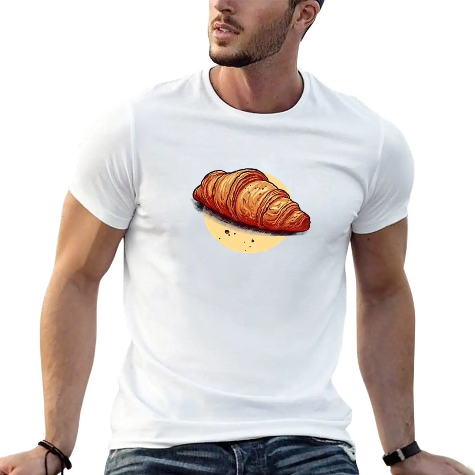 

New I want to eat my croissant T-Shirt Tee shirt hippie clothes graphic t shirt quick drying shirt Short sleeve tee men
