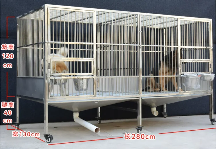 Xxl Grande Cage de chien robuste à mâcher Proof Square Tube Métal Chenil  Cage à roues