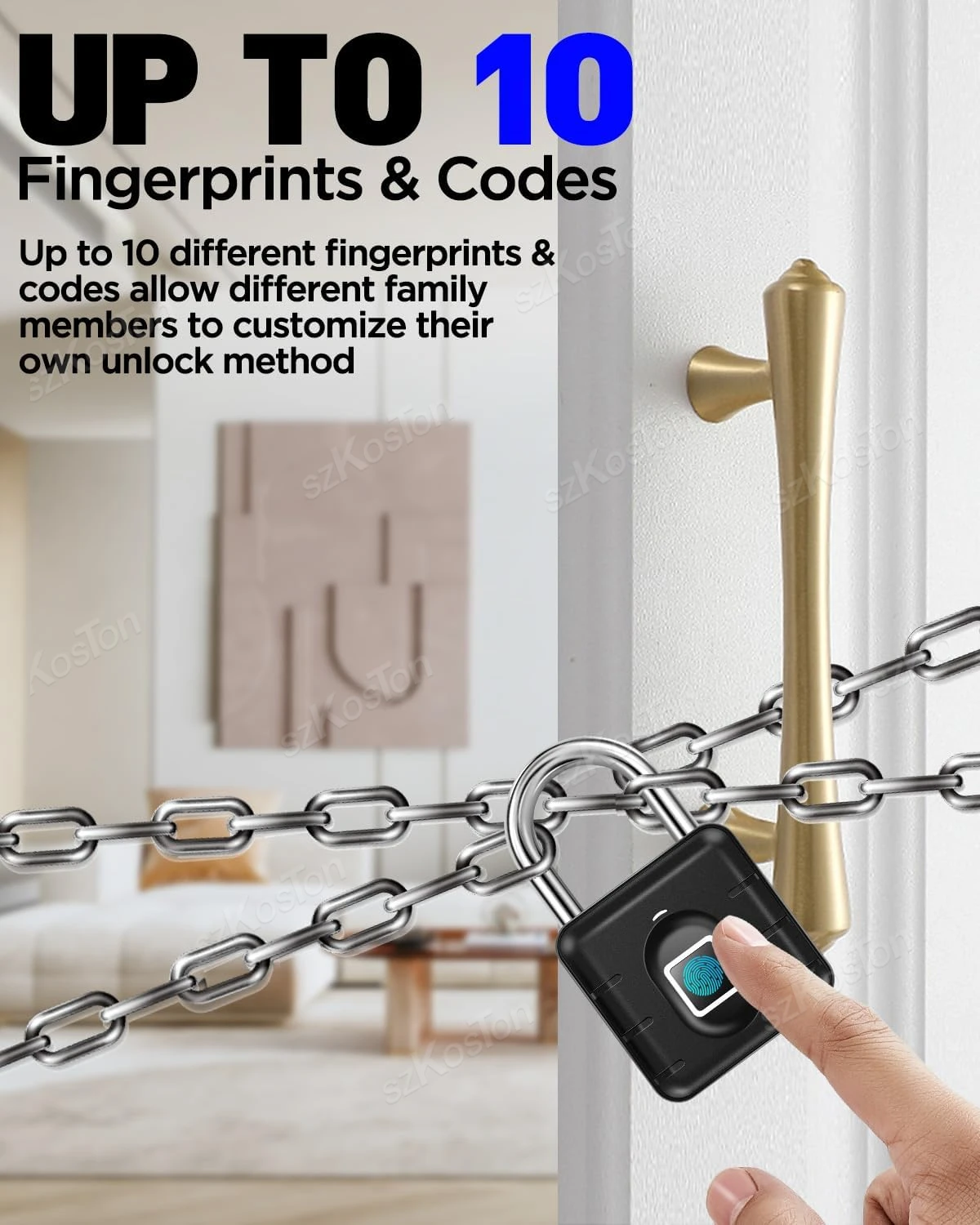Fingerprint Padlock Waterproof Smart Keyless Security Protect for Luggage Locker Dormitory Anti-theft