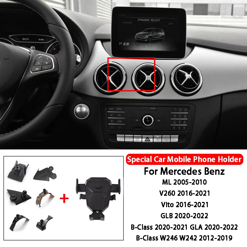 

Car Mobile Phone Holder Air Vent Mount Support For Mercedes Benz ML V260 Vito GLB B-Class GLA W246 W242 Car Accessories