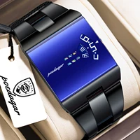 Montre homme POEDAGAR Top Rectangle Original, étanche, mode, bracelet en acier inoxydable, quartz, sport, avec boîte + Reloj 1