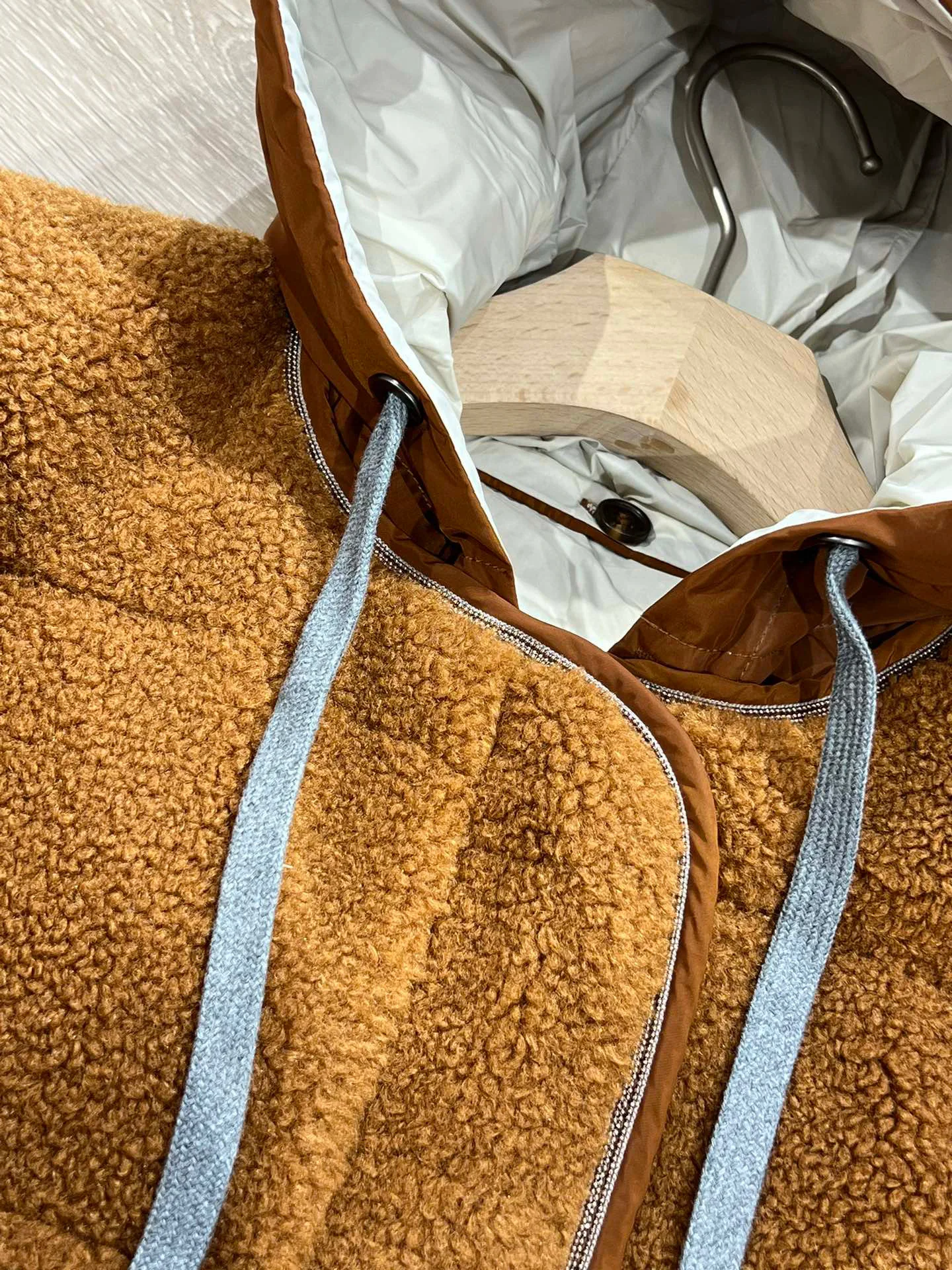 Goose Down Paneled Coat, Plush Hooded Coat, Casual Style