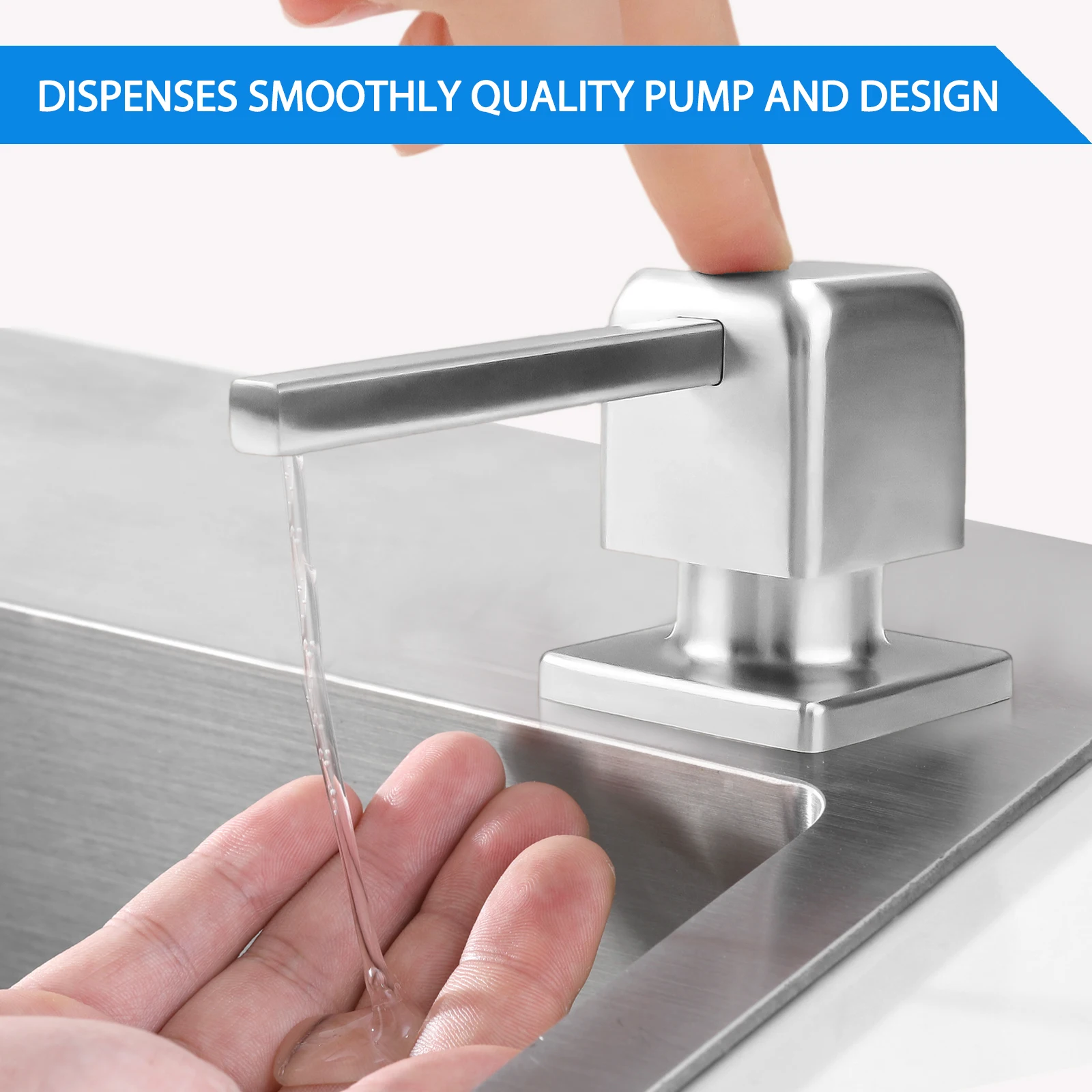 ที่จ่ายสบู่เหลวแบบตั้งโต๊ะในครัว สีนิกเกิล/ดำ/ทอง ขวดใส่สบู่เหลว อุปกรณ์ครัว 500 มล. พร้อมปั๊มในตัว 1