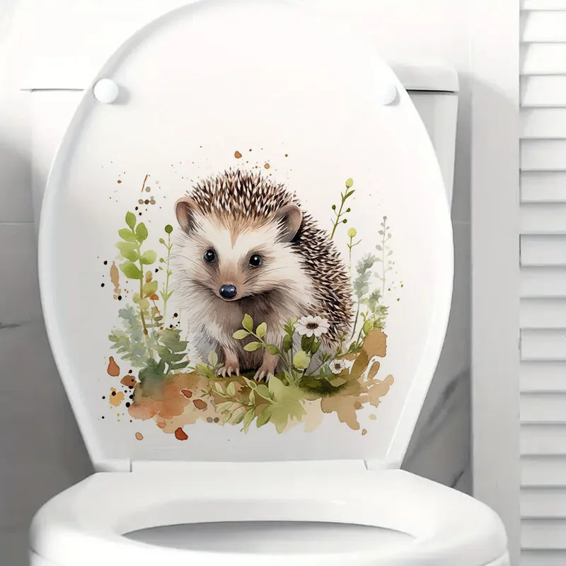 Hedgehog Watercolor Sticker Toilet Stickers Decoration for Living Room, Wall, Bedroom, and Home Decor Car Decals Self-Adhesive