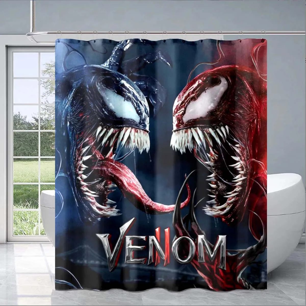

Занавеска для душа Venom с 3D-принтом героев Marvel, водонепроницаемая декоративная занавеска для ванной комнаты, Изысканные Подарки для всей семьи