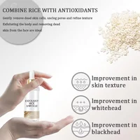 Essence exfoliante de riz noir et blanc, dissolvant de peau morte, réapprovisionnement brillant pour le visage, rétrécissement des pores, acide hyaluronique, sérum éclaircissant 4