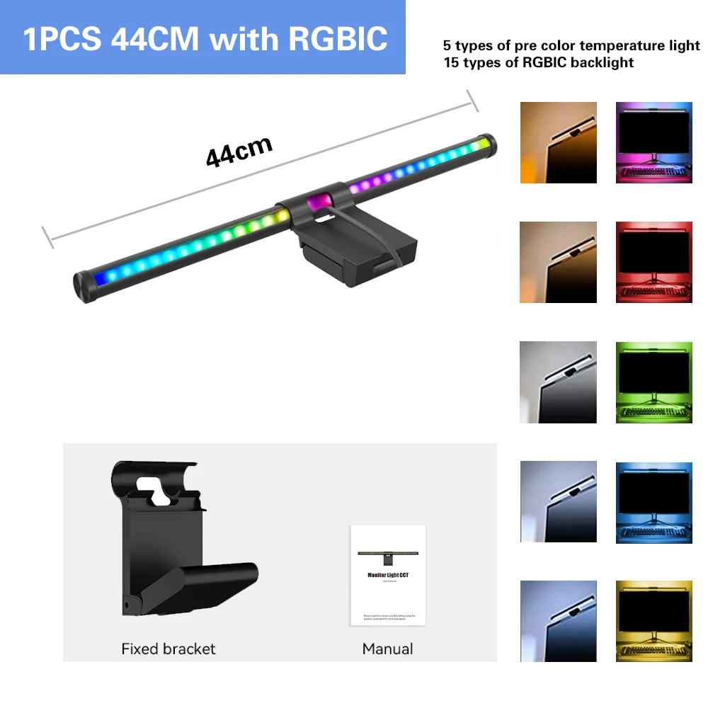 Wiscolor RGB Led Monitor Light Bar Monitor Screen Hanging Lighting USB Dimmable Atmosphere Desk Lamp For Computer Gaming Lights