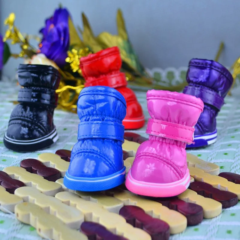 Title 4, Pet 4pcs/Set Smooth Leather Dog Boots Outdoor N...