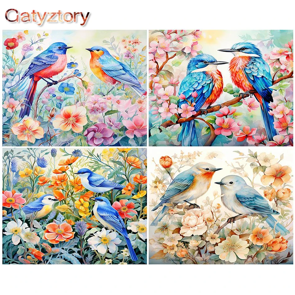 

GATYZTORY Coloring By Numbers Bird For Adult Kits DIY Unframe Acrylic Paint Handpainted Gift Acrylic Paint By Numbers For Home D
