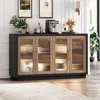 Buffet Cabinet with Storage, 55.1" Large Sideboard Buffet Cabinet, Modern Sideboard Kitchen Cabinet with 4 Fluted Glass Doors 5