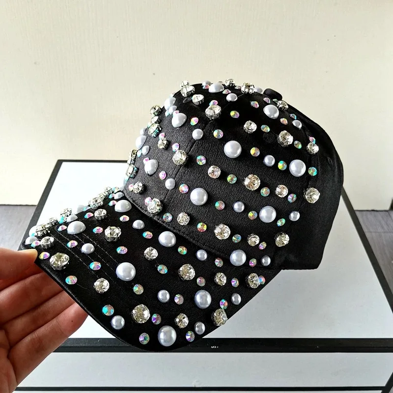 Cozylkx Berretto da Baseball Regolabile da Donna, Cappello da Sole Ingioiellato con Strass Scintillanti, Cappello Hip-Hop per Donne E Ragazze