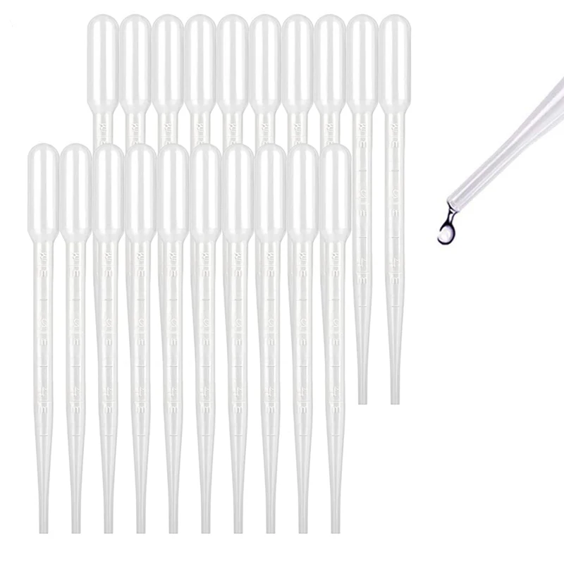 Plastic Disposable Pipettes Clear Graduated Transfer Pipettes Liquid Dropper for Ear Eye Alcohol Paint Makeup Lab 10PCS 0.2-10ML