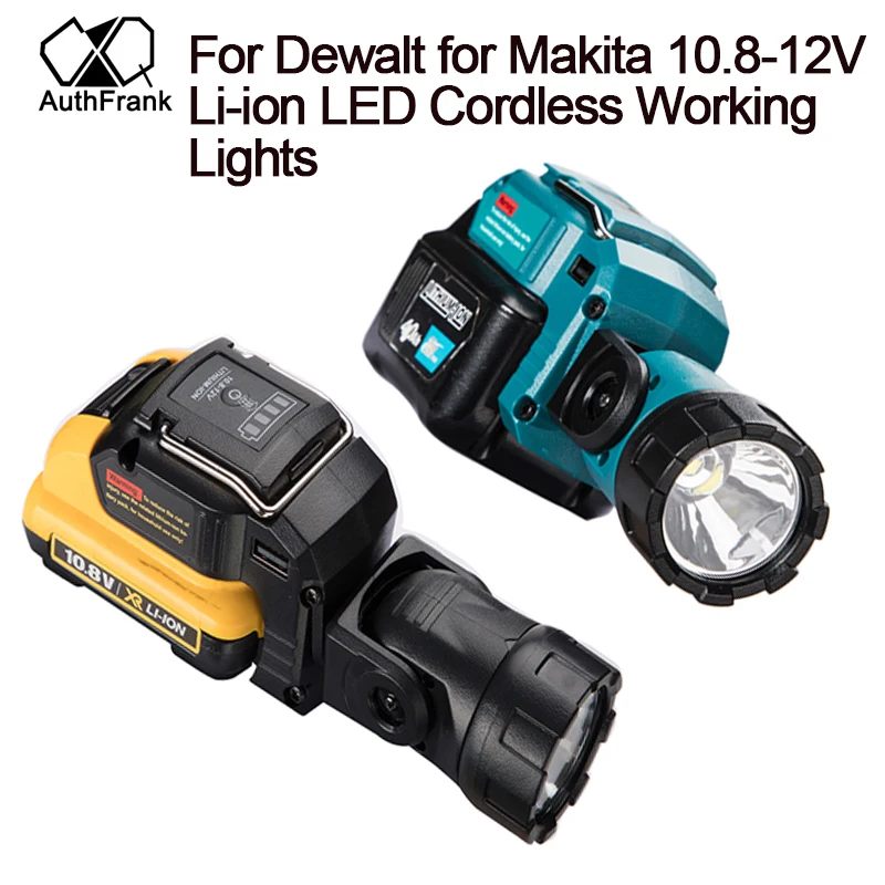 

10.8V 12V Li-ion Battery for Makita for Dewalt LED Cordless Work Light Portable Spotlight Work Lamp Flashlight DCB120