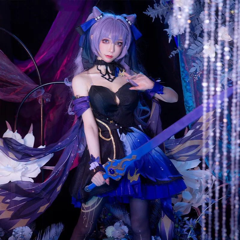 

Vivi-Cos Game Genshin Impact Keqing Милое сексуальное платье косплей Женский костюм на Хэллоуин ролевая игра наряд новая модель