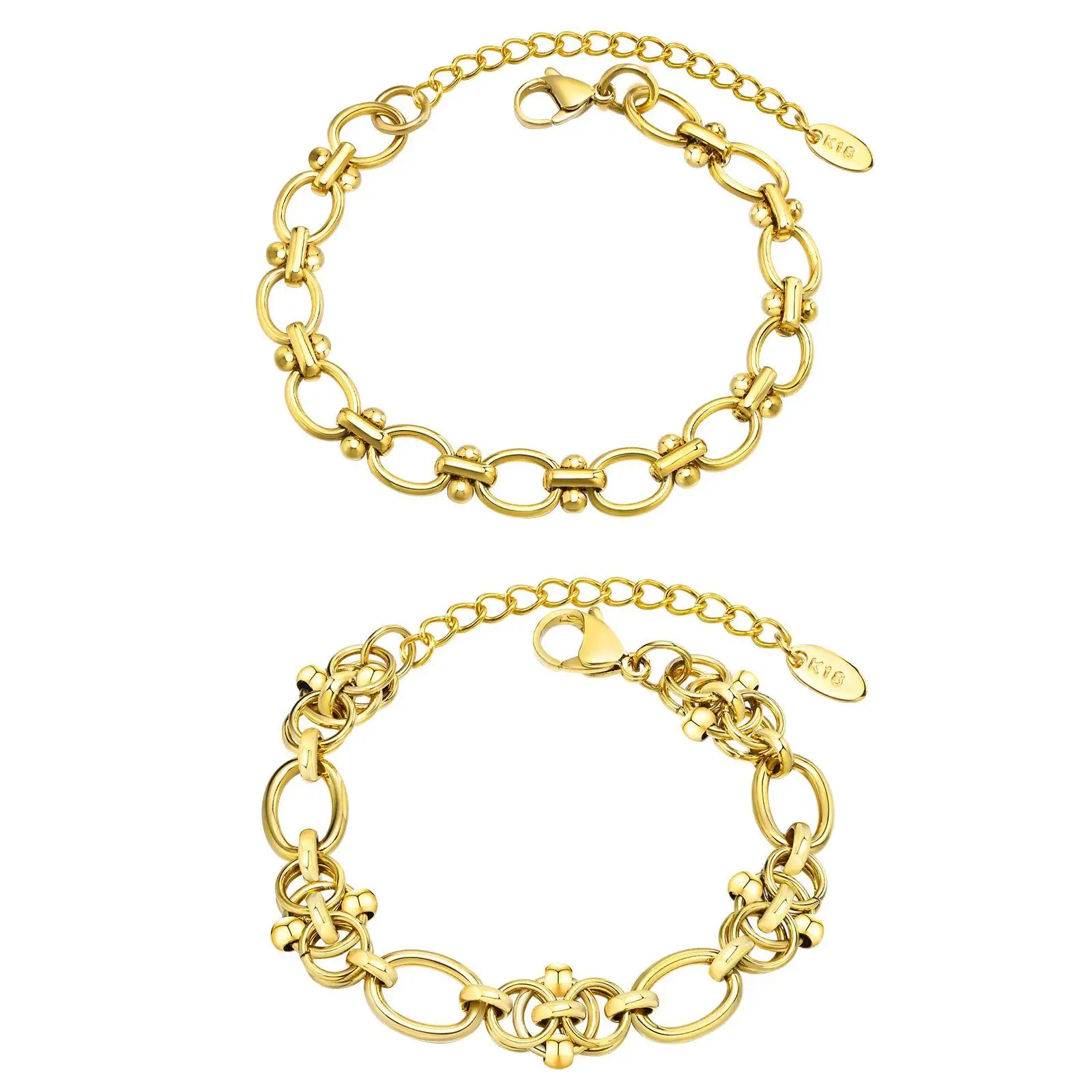 Chain Bracelet Stainless Steel Vintage 18k Gold Plated For Women