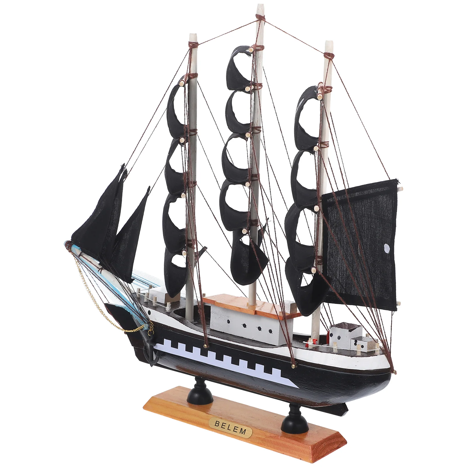 

Sailboat 33cm Pirate Wooden Sailing Ship Model Ornament Kids Mini Toys Bamboo Decor