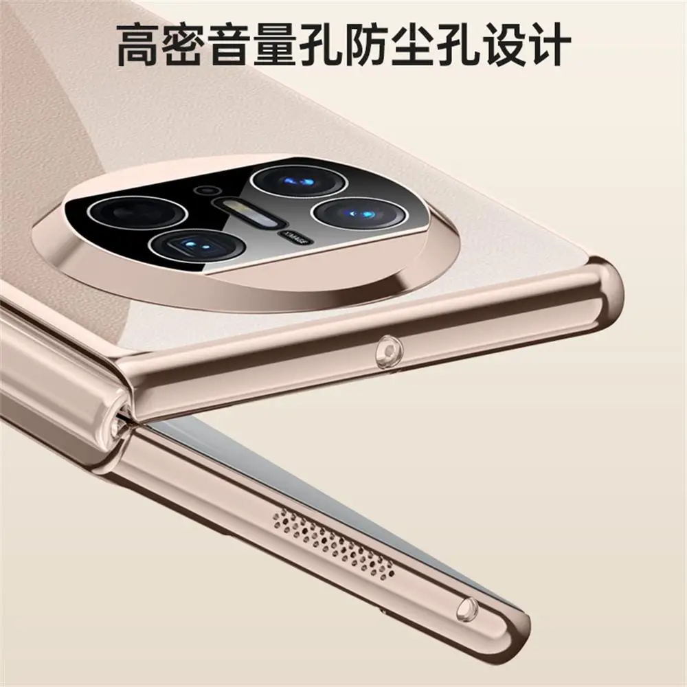 For Huawei Mate X3 Case Luxury Electroplated Transparent Bracket With Tempered Film Folding Shockproof Hard Cover Accessories