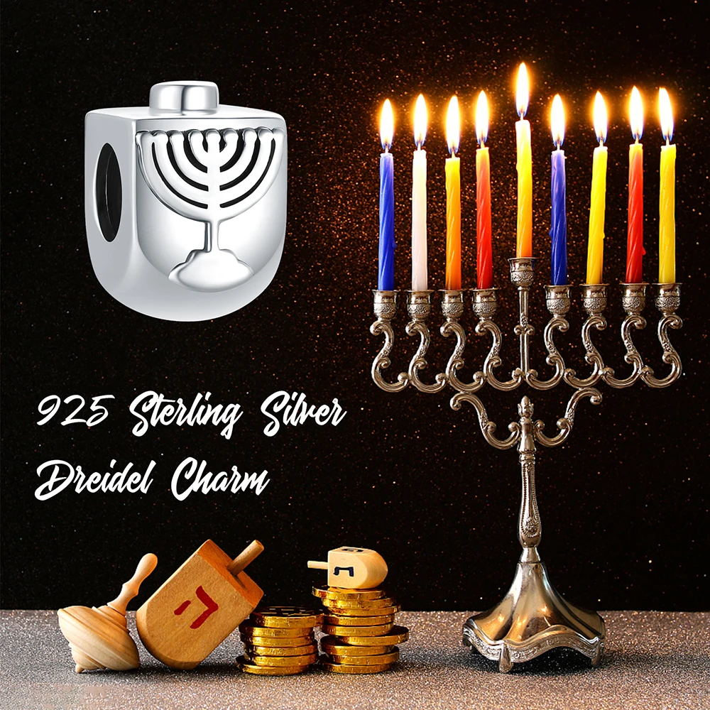 925 Sterling Silver Jewish Dreidel Beads Charms Fit Original European Bracelets Religious Jewelry for Women Girls Friends Gifts 2