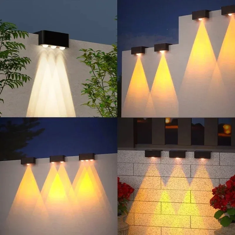 1/2/4PCS LED 태양광 벽등, 정원 계단 울타리 계단 경로 장 방수 야외 조명